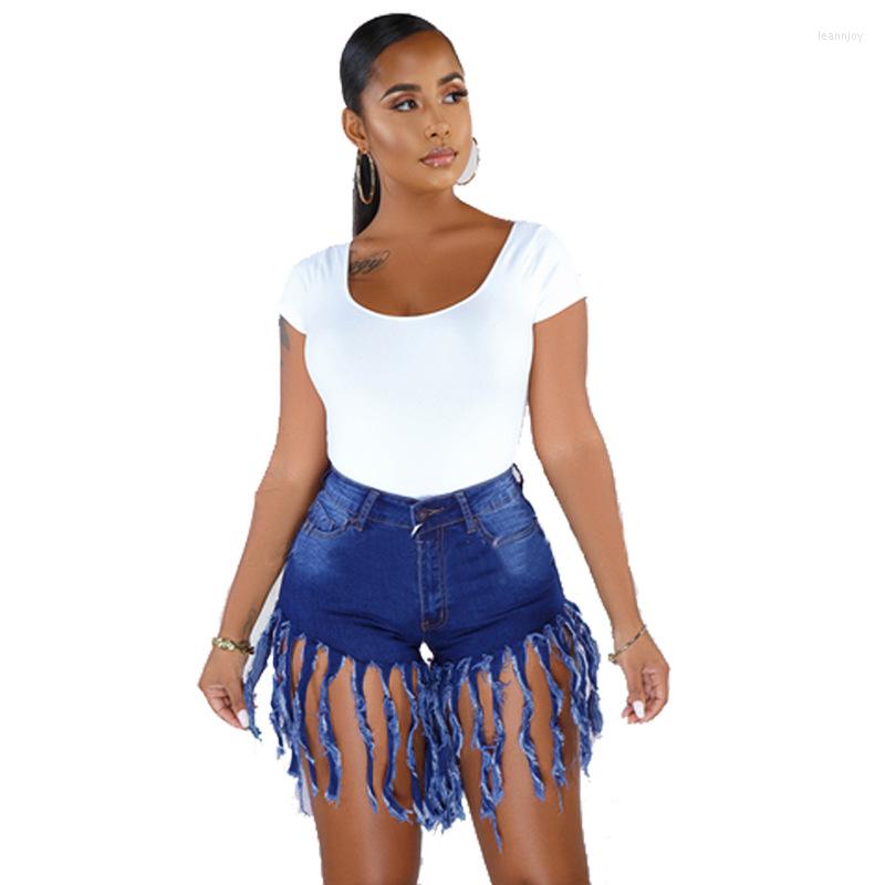 

Women' Shorts Summer Women Long Tassel Denim With Pockets Streetwear Ladies Elastic Mid Waist Washed Sexy Club Party Night Jean, Light blue