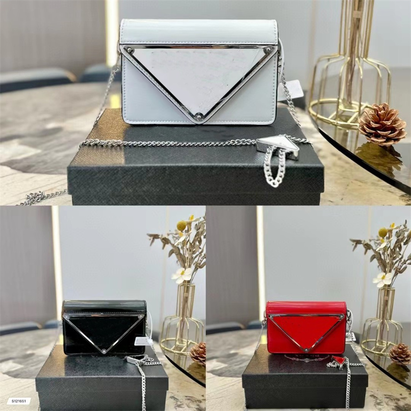 

7A Designer Bag Chain Patent Leather Handbag Shoulder Fashion Bags Woman Purses Handbags Messenger Bag Luxury Women Crossbody, Red
