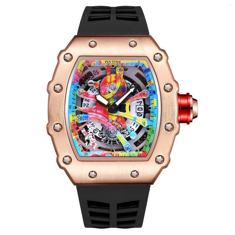 

Wristwatches Wholesale Men Quartz Watches Kongo 68-01 Graffiti Dial Auto Date Luminous Hand Silicone Band Sport Wrist Watch
