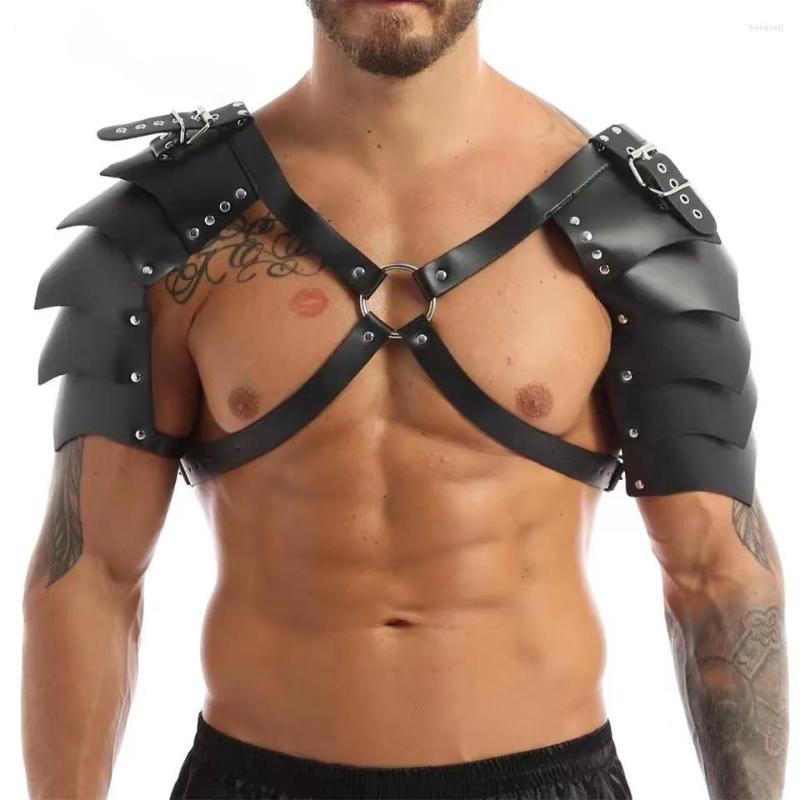 

Bras Sets Men Bondage Lingerie Gay Muscle Harness Costume Belt With Shoulder Armors Faux Leather Adjustable Fetish Wear Body Chest, Leather harness 1