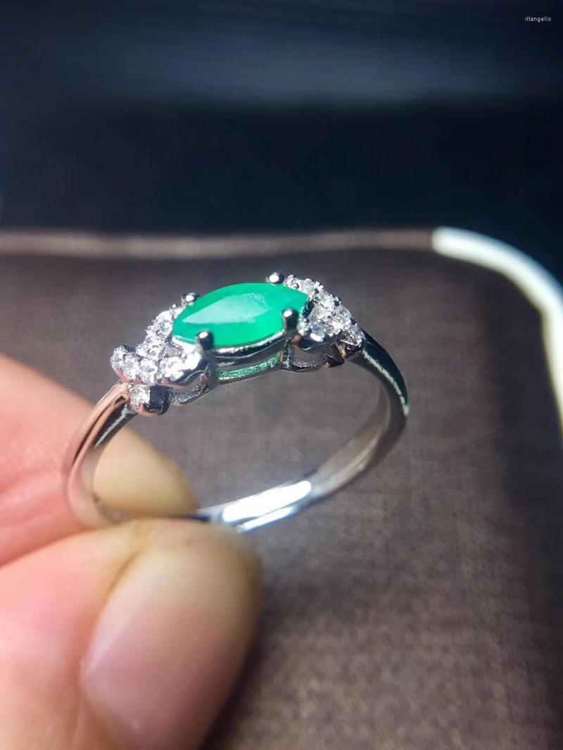 

Cluster Rings Flower Natural Emerald Ring 925 Sterling Silver 3 6mm Gemstone Fine Jewelry
