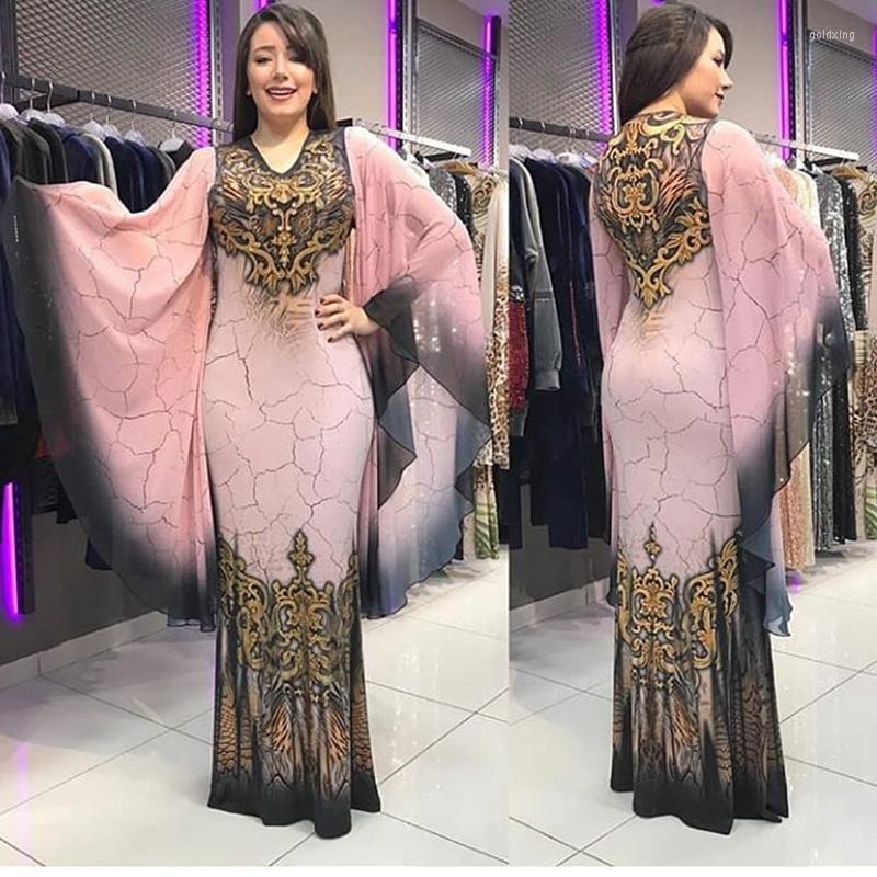 

Ethnic Clothing African Dresses For Women Plus Size Dashiki Print America Clothes Sexy Slim Robe Africaine Big Sleeve European YB1042