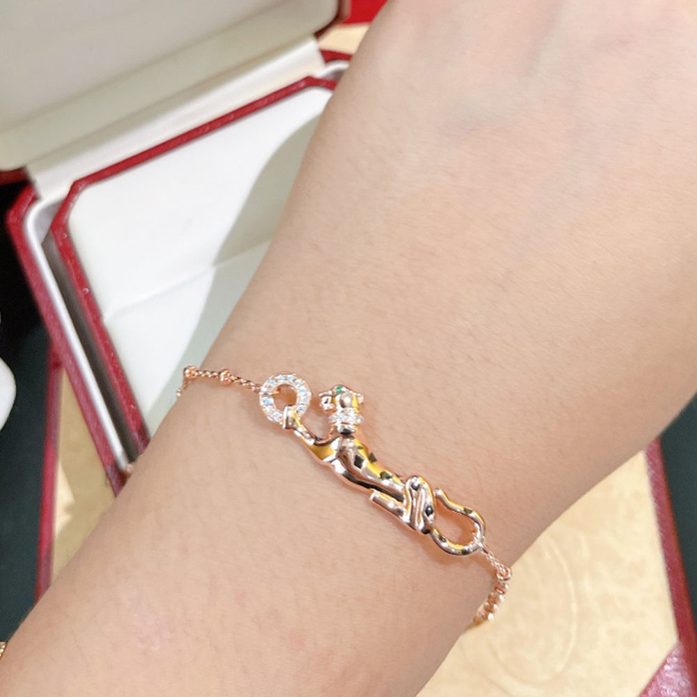 

panthere Bracelet for woman designer diamond Emerald fine silver Gold plated 18K T0P quality highest counter quality fashion classic style anniversary gift 024