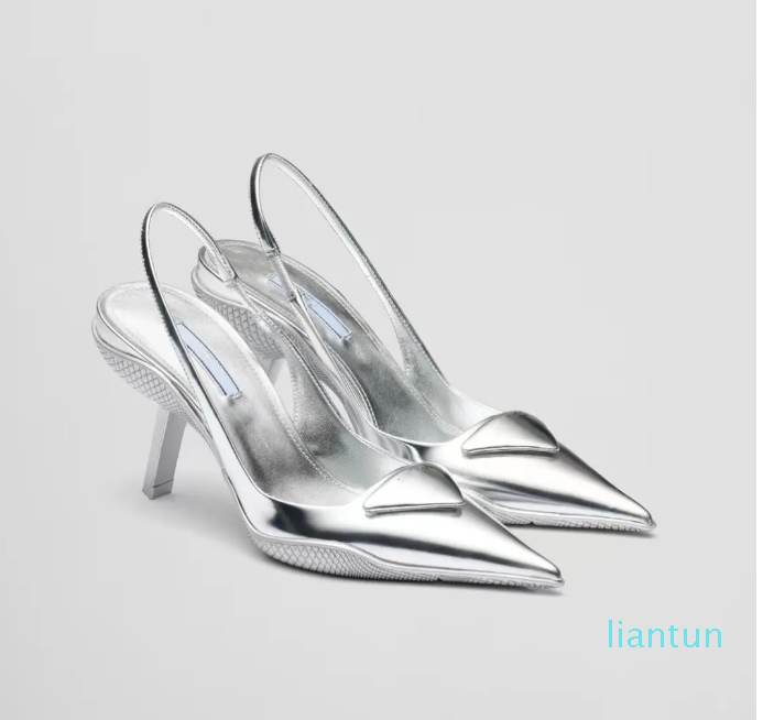 

womens dress shoes classic triangle buckle decorative ankle band 9CM stiletto shoes 35-40 with box, Black+