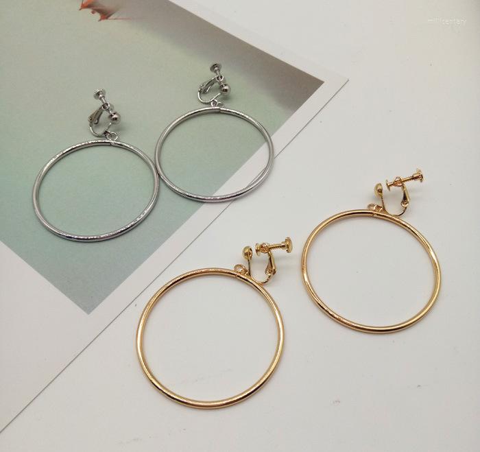 

Backs Earrings Fashion Round Clip On For Non-pierced Ears 45mm Screw Woman Gift Jewelry
