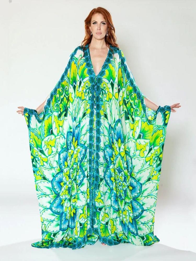 

Women's Swimwear Chiffon Beach Cover Ups 2023 Peocock Green Kaftans For Women Plus Size Maxi Dresses Tunic Robe Bathing Suits Beachwear, Green maxi dresses