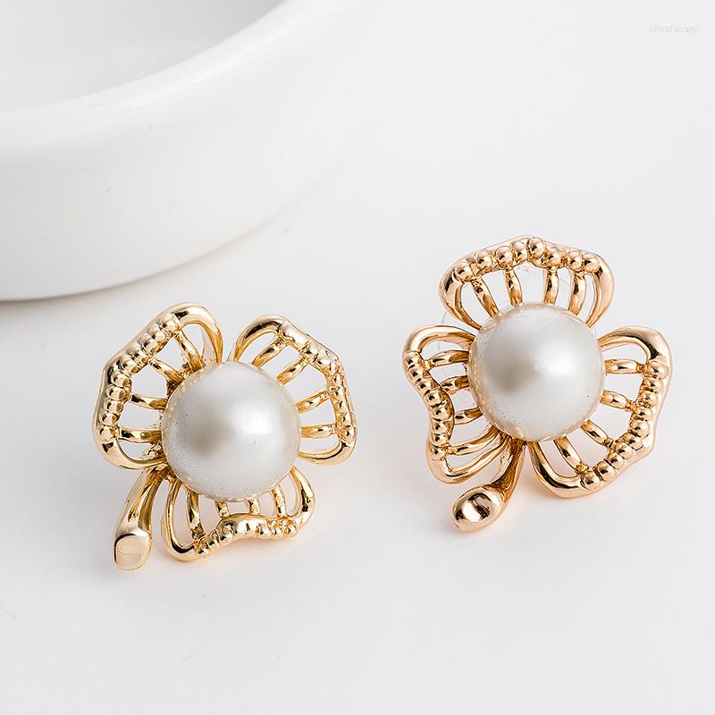 

Stud Earrings ER-00410 Korean Fashion Pearl Jewlery Birthday Gift Luxury Shamrock For Women 2023 Items With