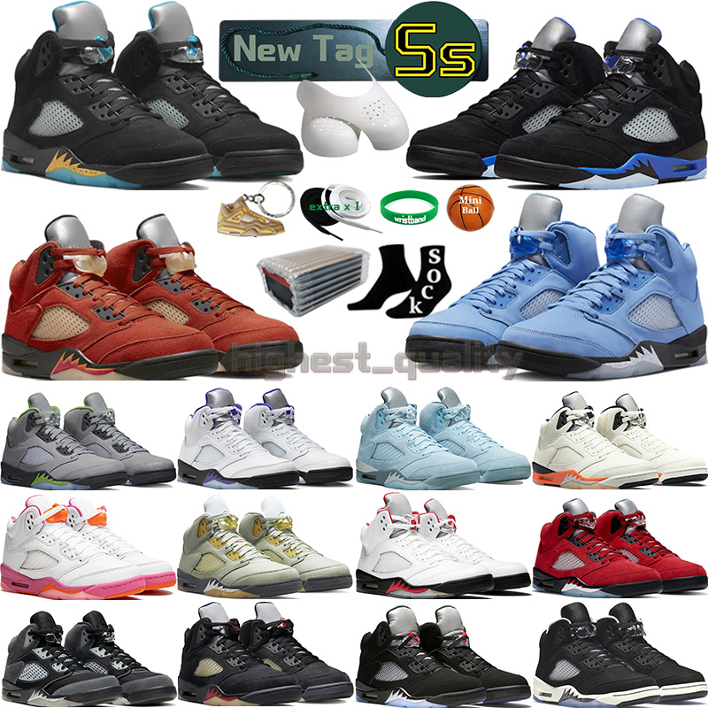 

5 Basketball Shoes for men women 5s Craft Aqua Concord UNC Green Bean Racer Blue Bird Oreo Metallic Raging Fire Red We The Best Oklahoma Mens Trainers Sports Sneakers, Color-47