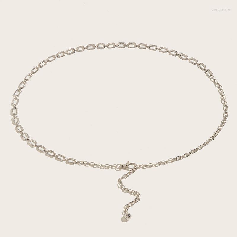 

Belts Fashion Women's Rhinestone Belt Metal Slim Waist Chain Versatile Dress Accessories Trendy Bright Bride Bling, Black