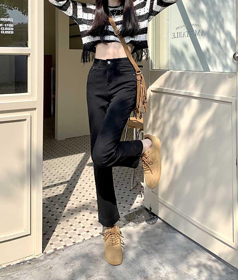 

Women' Jeans Women High Waist Korean Harajuku Denim Trousers Ankle-Length Pants Autumn All-match Girls, Black
