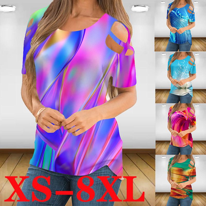 

Women's T Shirts -8XL Loose Casual Printing Summer T-shirt Short-sleeved Women's Tops Ladies Fashion Plus Size, Blue