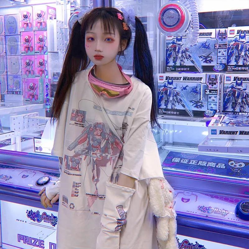 

Women' T Shirts Summer Shirt Harajuku Y2k Japanese Cute Anime Cartoon Mecha Girl Printing INS Loose Short Sleeved T-shirt Women Tops, White