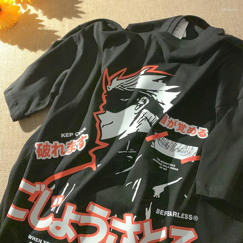 

Women's T Shirts Harajuku Men's T-shirt Jujutsu Kaisen Printed Unisex Shirt Gojo Satoru&Yuji Cartoon Anime Casual Tshirt Male, Black