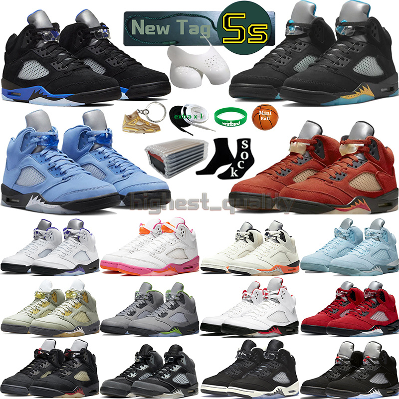 

5 Basketball Shoes for men women 5s Craft Aqua Concord UNC Green Bean Racer BlueBird Oreo Metallic Raging Fire Red We The Best Sail Top 3 Mens Trainers Sports Sneakers, Color-42