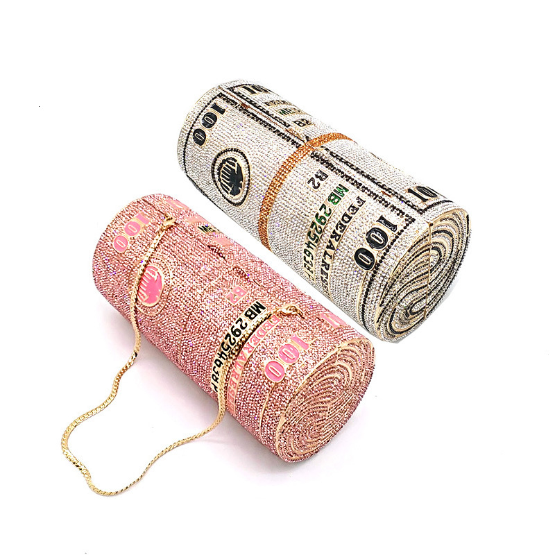 

Evening Bags Classical women evening party crystal funny cash bill bag roll money purses 230316, Color 2 silver