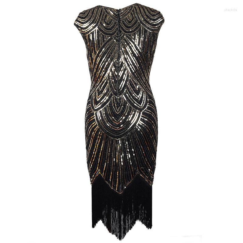 

Casual Dresses Women Cap Sleeve Retro Midi Party Tassel Dress 1920s Diamond Sequined Embellished Fringed Great Gatsby Flapper Vestido, Blue