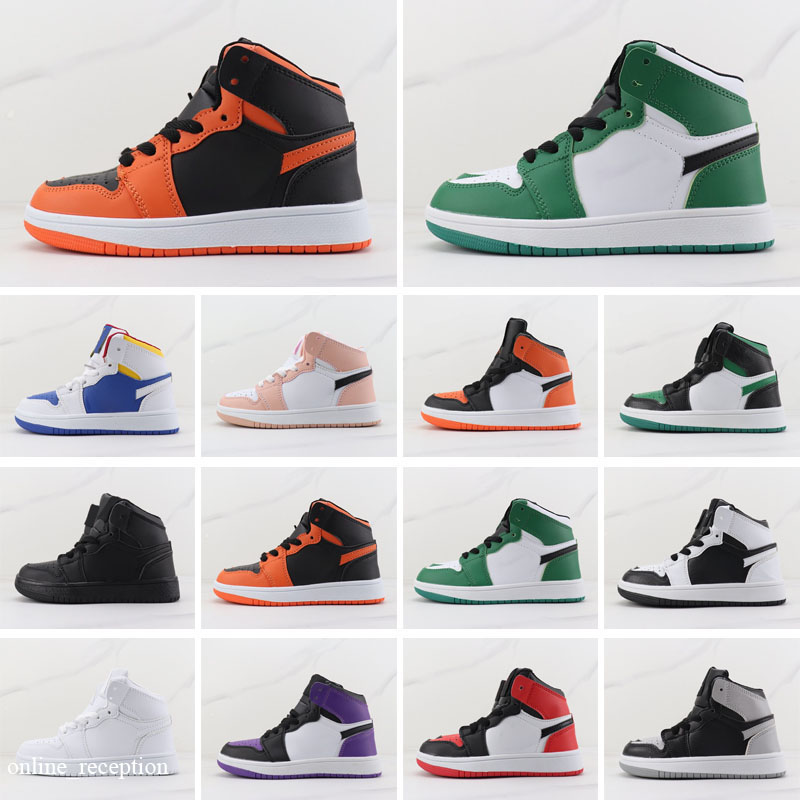 

2022 Infants 1s Kids Basketball Shoes Kid Shoes Game Royal Scotts Obsidian Chicago Bred Sneakers Multi-Color Tie-Dye Shoe Size 25-35, +with socks