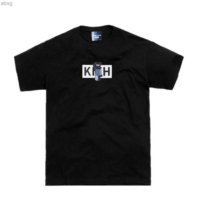 

Men's Tshirts Kith Violent Bear Cobranded Loose Round Neck Shortsleeved Couple Tshirt g Cotton Printed Tee, Black