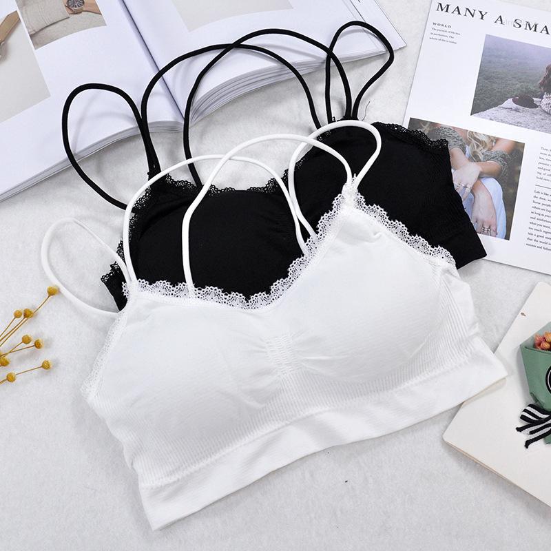 

Bras Lace Strap Seamless Tube Top All-match Bra Without Steel Ring Cross Beautiful Back Sports Underwear, Black