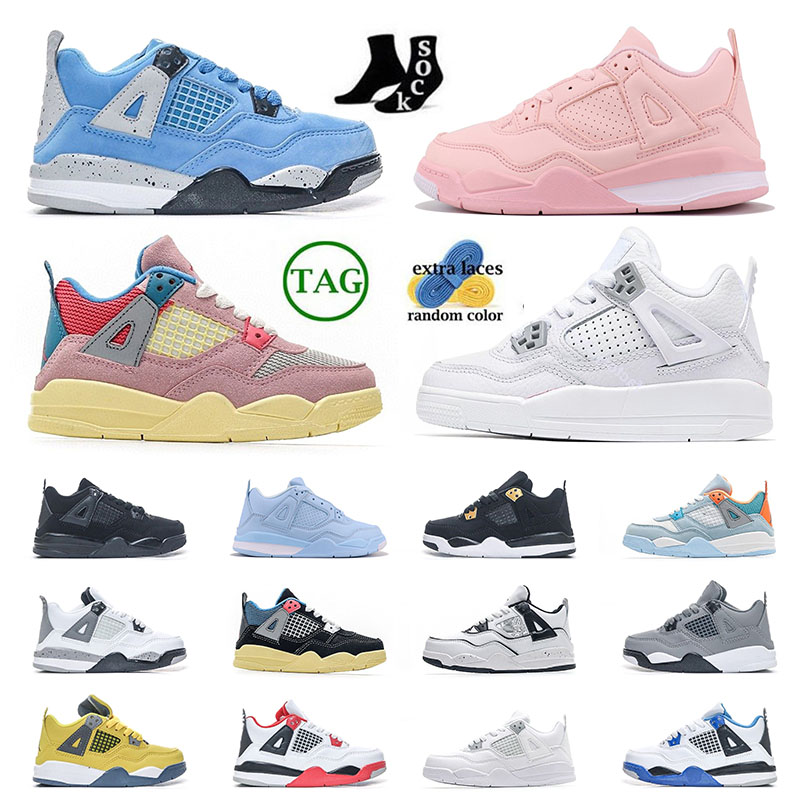 

boy girls Kid shoes 4s Children Preschool Training shoes designer shoes Union Sophomore Album original Sail Black Cat Bred Fire Red Royalty Cool Grey, 1 (13)