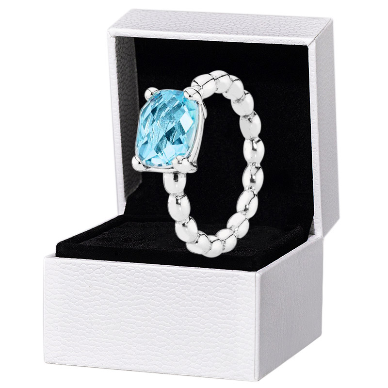 

Square Blute CZ Diamond Wedding Rings for Pandora 925 Sterling Silver Party Jewelry For Women Girlfriend Gift designer Ring Set with Original Retail Box