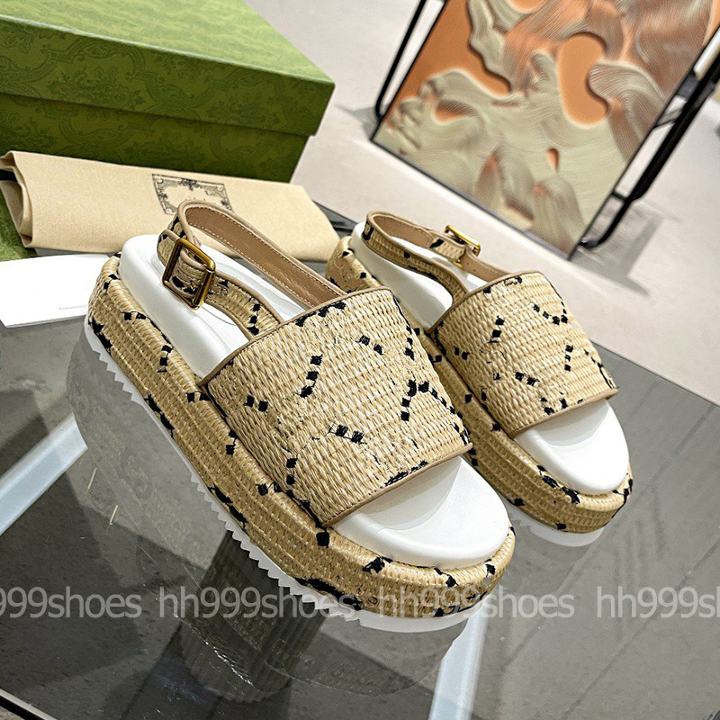

G G Printed Craft Embroidery Sandals Flat Bottom Luxury Brand Slipper Embroidered Alphabet Muffin Thick Soled Women Sandals
