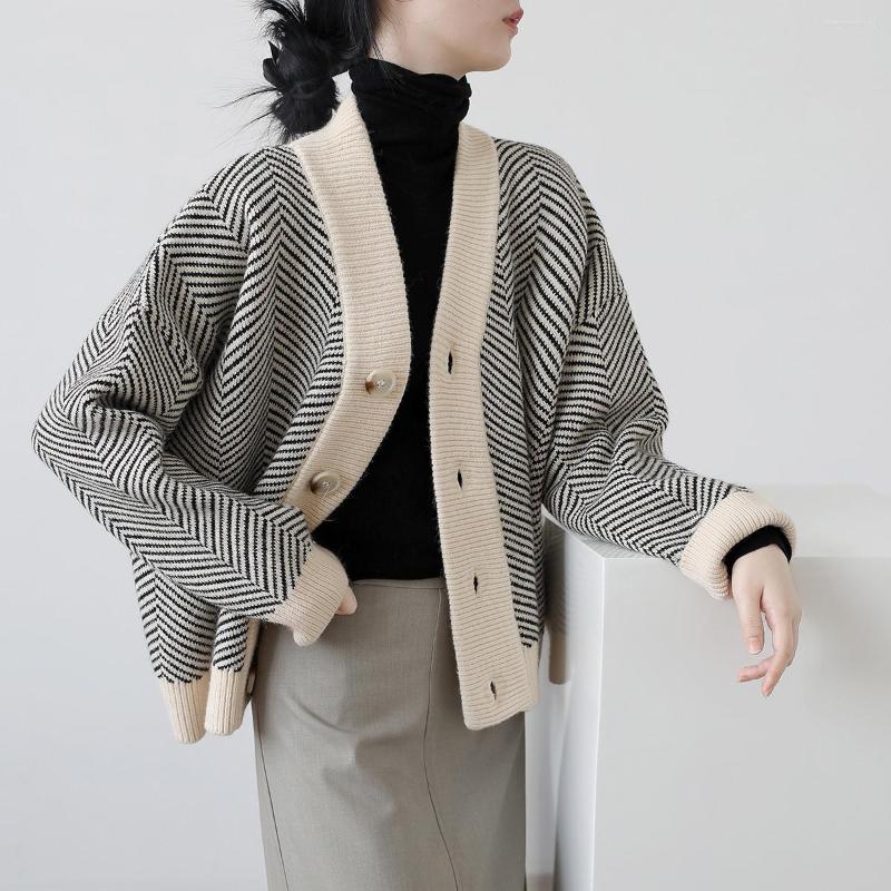 

Women's Knits RYFIX Single Breasted V Neck Women Button Black Christmas Tree Cardigan Sweater Knitted Loose Jumper Top Jacket Coat, White