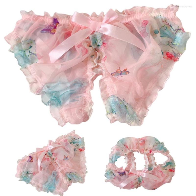 

Underpants Sissy Panties Men Antique Open Crotch Sexy Slightly Transparent Boy Mid-Waist Pink Underwear Briefs Gays Clothes