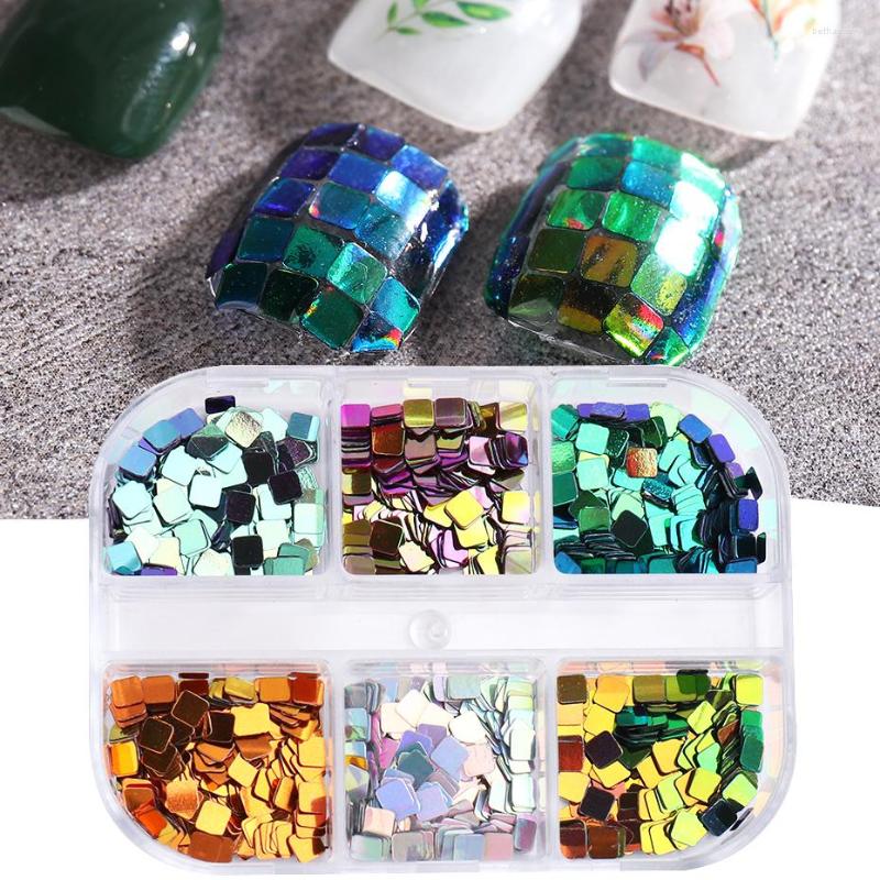 

Nail Glitter Chameleon Mirror Art Sequins Spangles Laser Holographic Square Flakes 3D Decorations Manicure TR1909-37