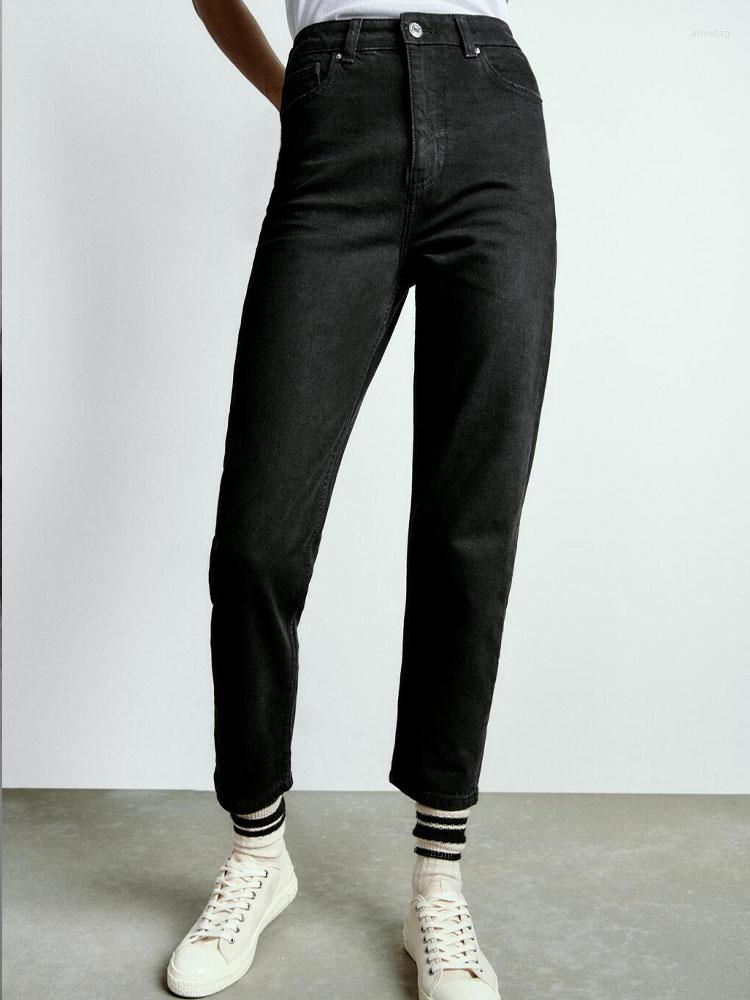 

Women's Jeans Summer Ladies Fashion Versatile Loose Comfort Fit Washed High Waist Casual, Black