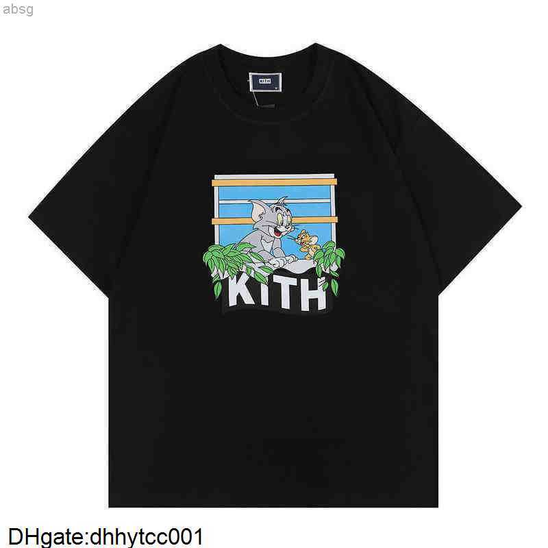 

High Tide Brand Men' T-shirts Kith Cat Mouse Printed Short-sleeved Cartoon for Men Women Tee Cotton Tshirts Brands T-shirt Fashion Ybed, Love yellow