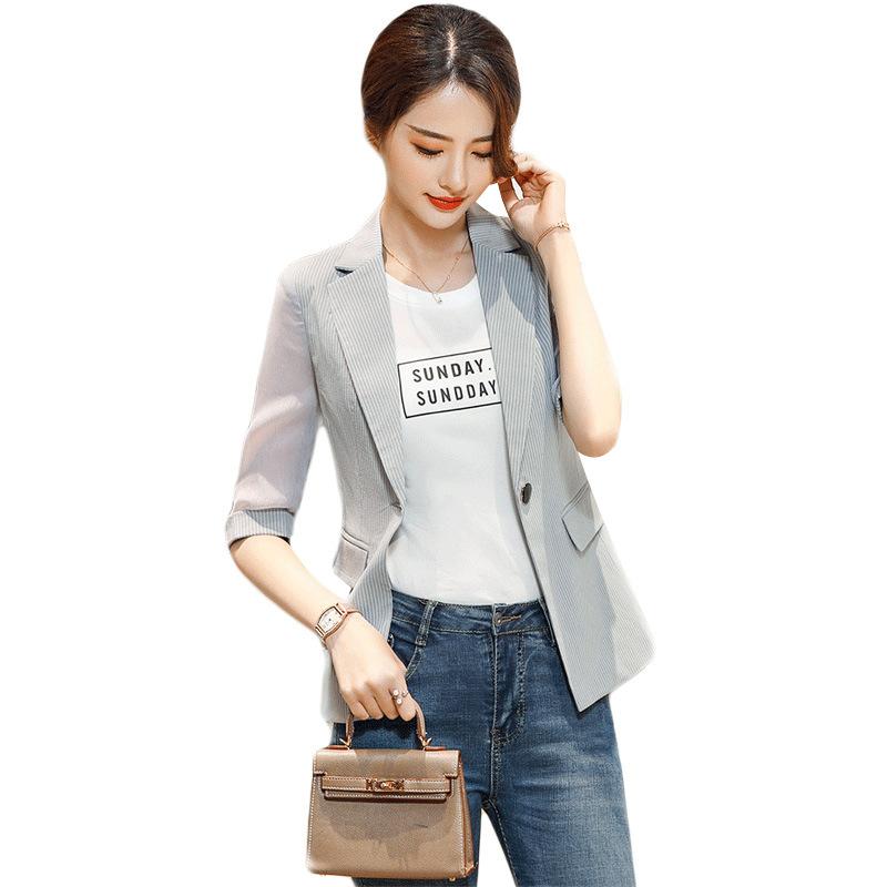 

Women's Suits & Blazers Women And Jackets Casual Striped Blazer Woman Summer Career Suit Jacket, Gray