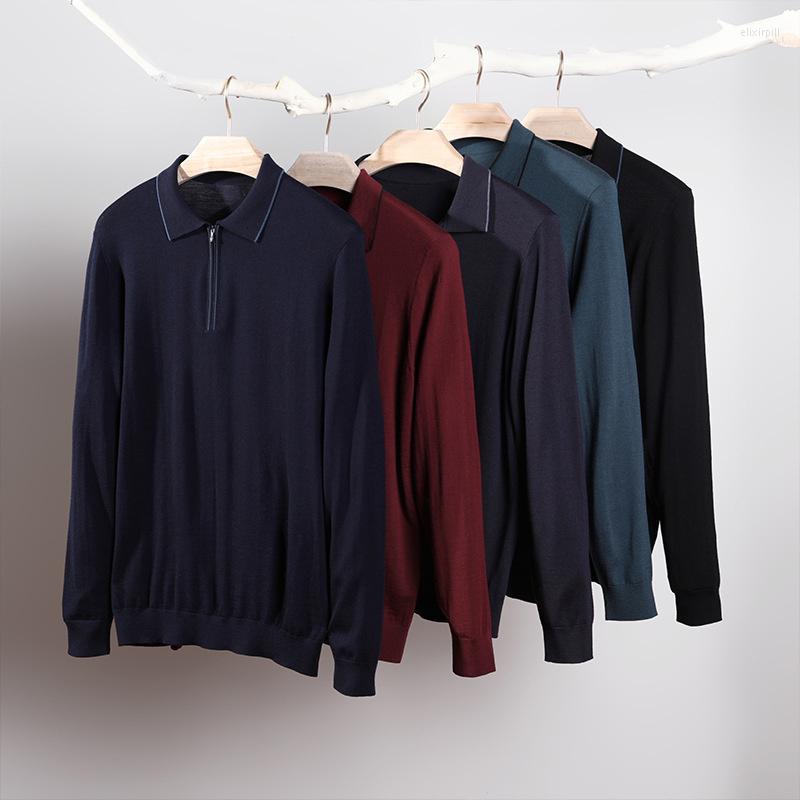 

Men's Sweaters 2023 Luxury Superfine Merino Worsted Wool 48s Double Yarns 16 Pins Men Winter POLO-neck Sweater Boy Pullovers