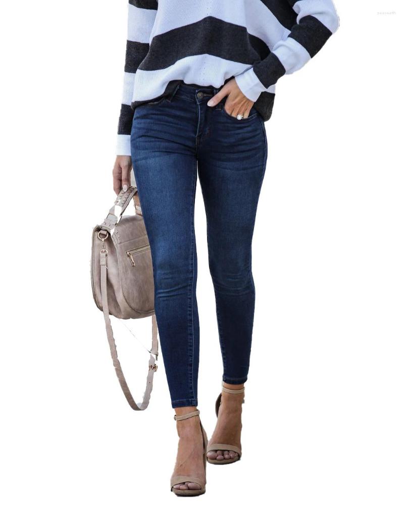 

Women' Jeans 2023 Spring Women' Clothing Mid Waist Slim Fashion Casual Stretch Ankle-Length Denim Pencil Pants -2XL Drop, Black