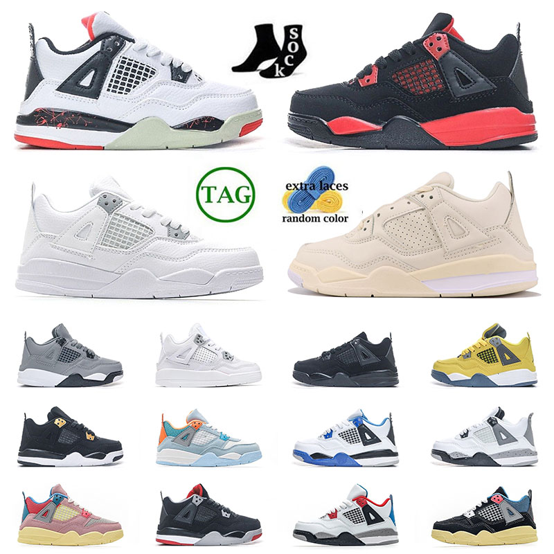 

Kid shoes 4s Children Preschool Athletic Outdoor Baby designer sneaker boy girls Kid shoes What The Pink Sail Fire Red Blue Motorsport Lucid, 1 (17)