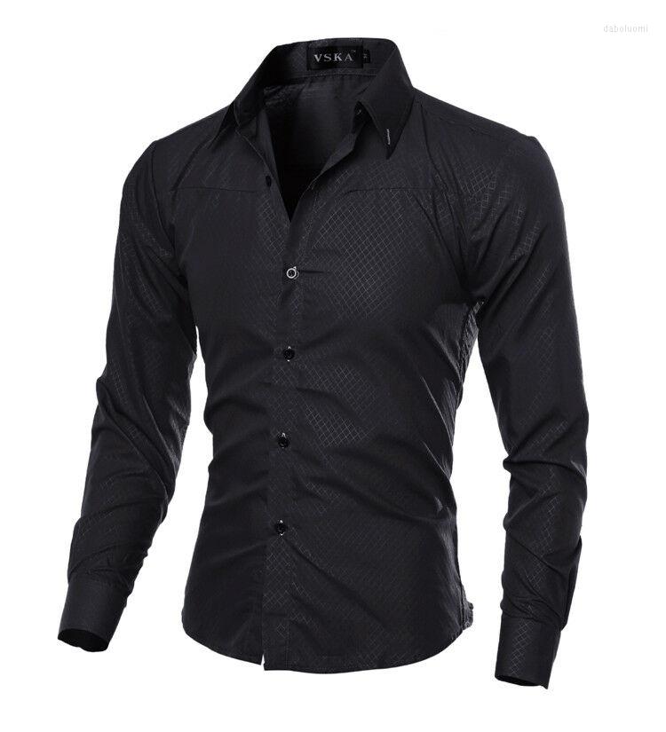 

Men's Casual Shirts Mens Long Sleeve Slim Fit Shirt Business Work Luxury Formal Male T-shirt -2XL, Black