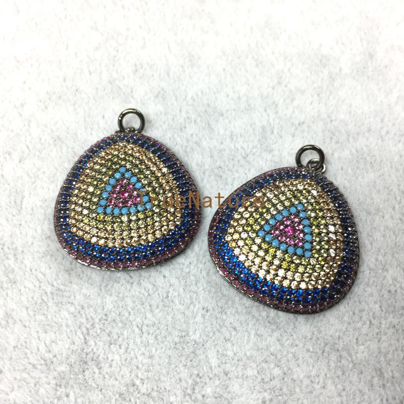 

Pendant Necklaces Arrival Micro Zircon Round Triangle Pendants Chic Gun Metal Electroplated Charms In 25 Mm PM5184