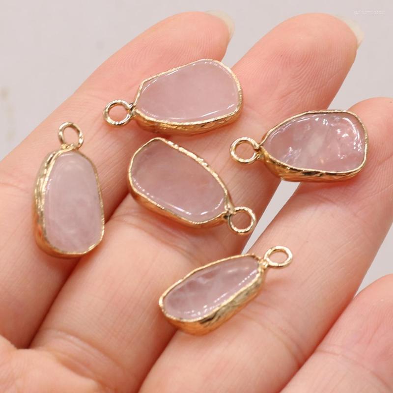 

Pendant Necklaces Natural Rose Quartz Charms Oval Gilt Edge Necklace For Jewelry Making DIY Earrings Accessories 10x20mm