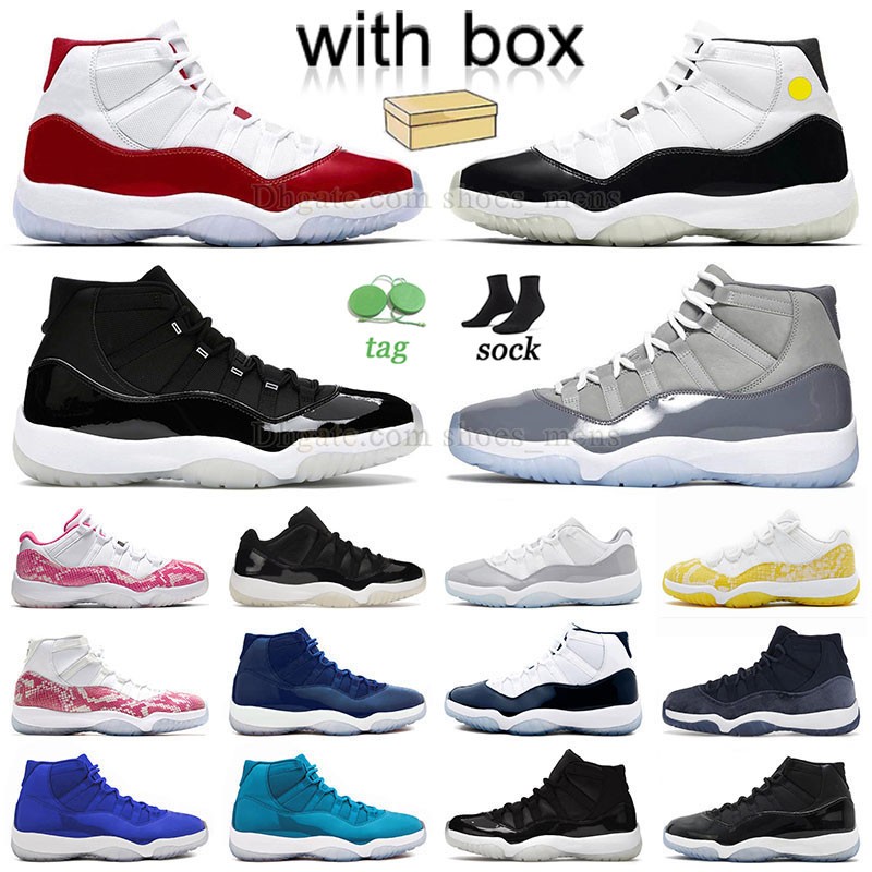 

Jumpman 11 with box basketball shoes designer mens womens low cement grey yellow snakeskin low 11s cherry high cool gray dmp gold black and white red navy blue sneakers, A58 40-47 purple