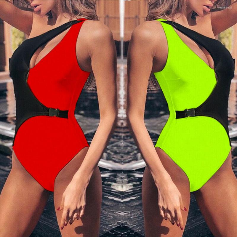 

Women' Swimwear 2023 Sexy Women One Piece Swimsuit Summer Buckle Monokini Push Up Padded Beachwear Bathing Swimming Suit, Green