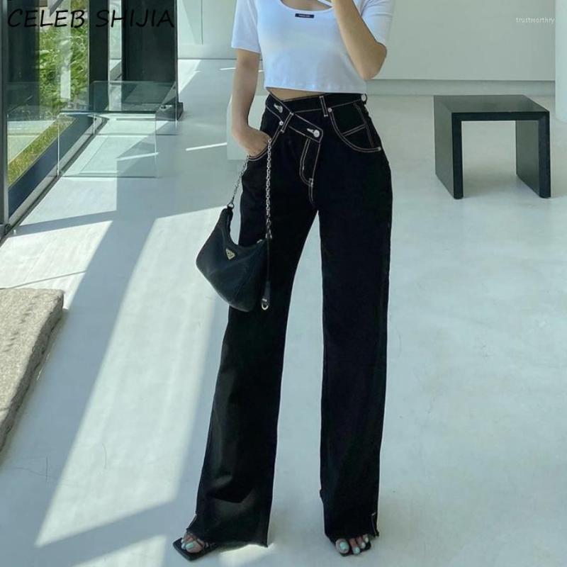 

Women' Jeans Irregular Baggy Women Streetwear Korean Chic Black Denim Straight Pants Woman Loose Y2k For Mom Bottom 2023, Knit-vest