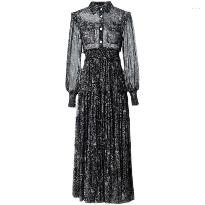 

Casual Dresses 2023 Spring And Summer Retro Dress Female Lace Waist Slim Temperament Swing Elegant Long Skirt S, Auburn