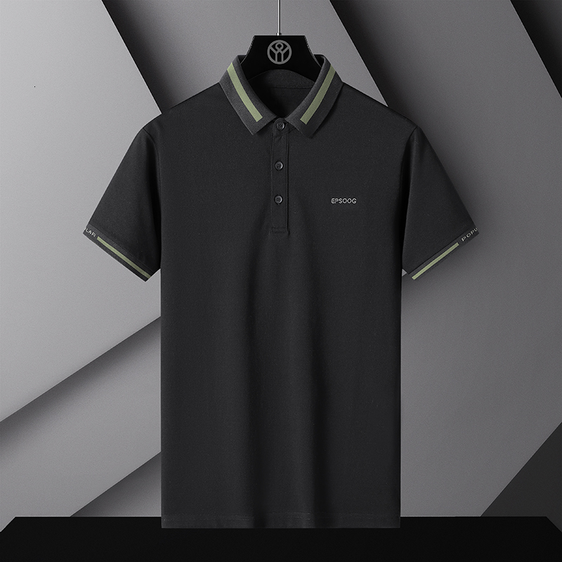 

Men's Polos Men's Business Polo Shirt Stitching Color Contrast Casual Shirt Men's Summer Ice Silk Quick Drying Short Sleeve Sports Top 230316, 8077-black bicolor