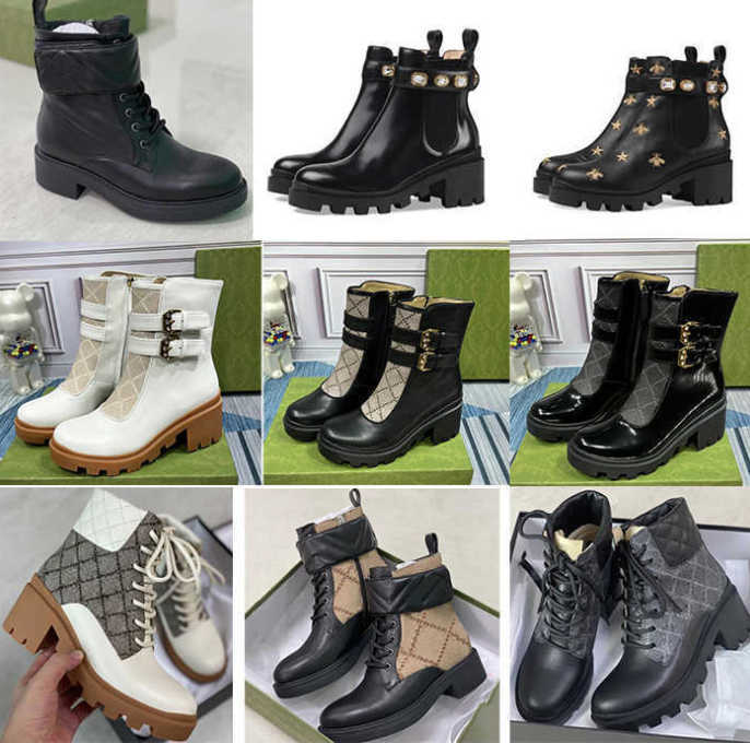 

Womens Designer Martin Desert Boots High Heels Ankle Boot Vintage Print Jacquard Textile Classic Platform Flat Ankle Boot Winter Outsole Shoes 36-42 With Box NO013, Color 6