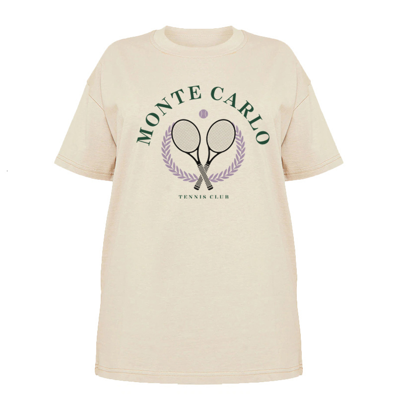 

Women' T-Shirt Monte Carlo Tennis Print Women' T-Shirt Summer Cotton Oversized T Shirt Aesthetic Vintage Shirt Streetwear Top Retro Clothes 230316, Khaki