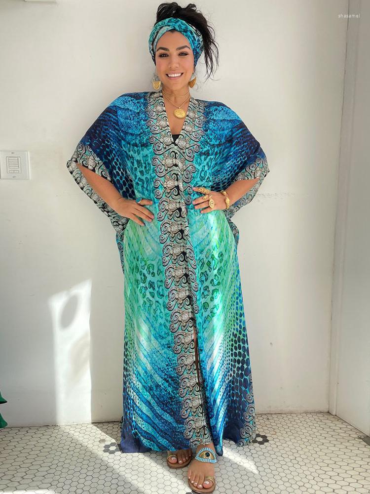 

Women's Swimwear Beach Cover Up 3D Printed Kaftans For Women Summer Maxi Dresses Swimsuit Beachwear Robe De Plate Bathing Suits, Green beach cover up
