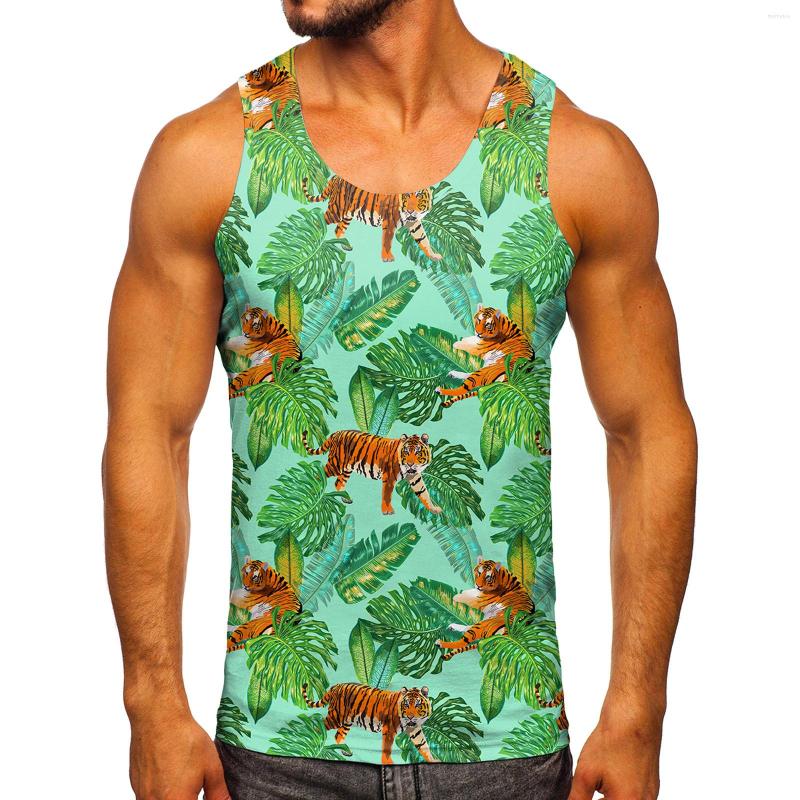 

Men' Tank Tops Men Casual Spring Summer Sleeveless Printed O Neck Shirt Blouse Mens Tall T Shirts, Green