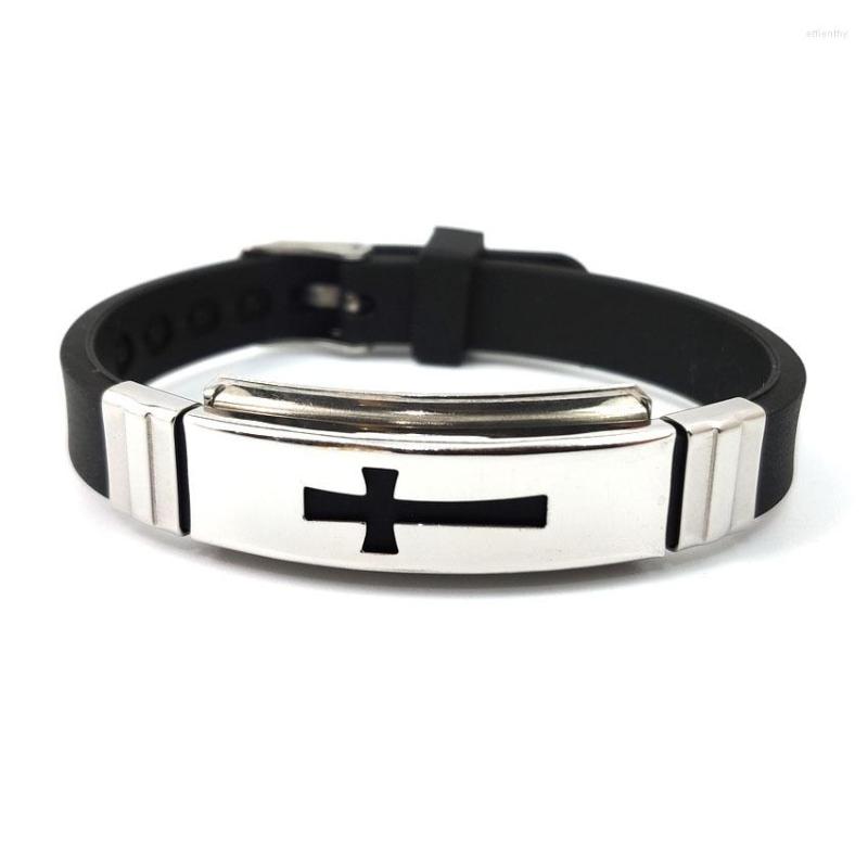 

Charm Bracelets 1PC Fashion Cool Silicone Buckle Bangle Wristband Jewelry Womens Mens Cross Stainless Steel