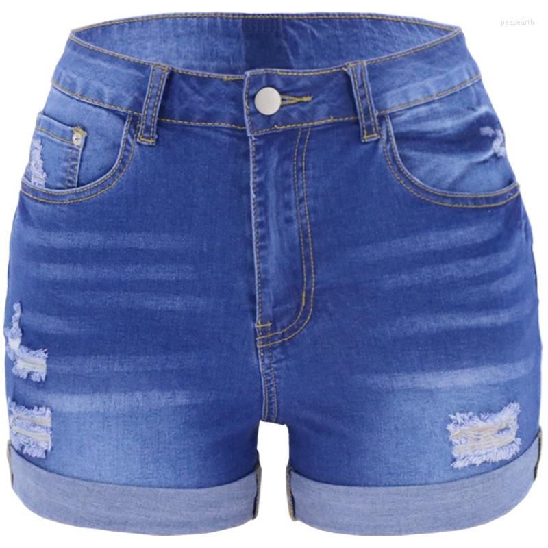 

Women' Jeans 2023 Summer Worn High Elastic Waist Denim Shorts Fashion Ripped Ladies Women' Clothing, Blue