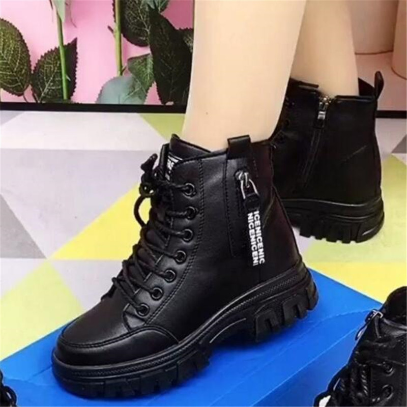 

Dress Shoes Autumn Women Shoes Winter Plus Velvet All-match Thick-soled Thickened Warm Boots Cotton Boots High-top Casual Shoes 230316, Black